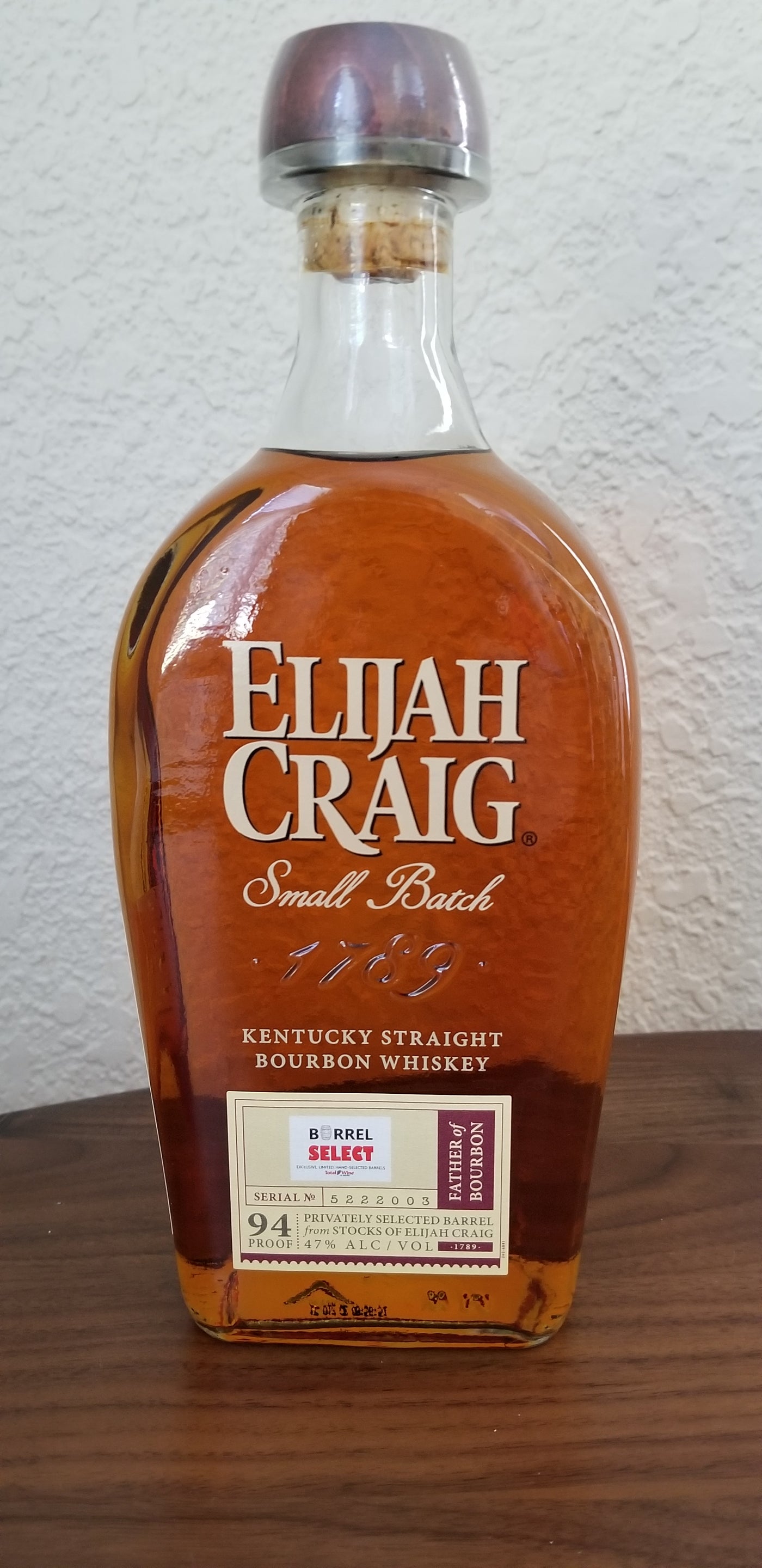 Elijah Craig Bourbon 94 Proof Barrel Select product bottle