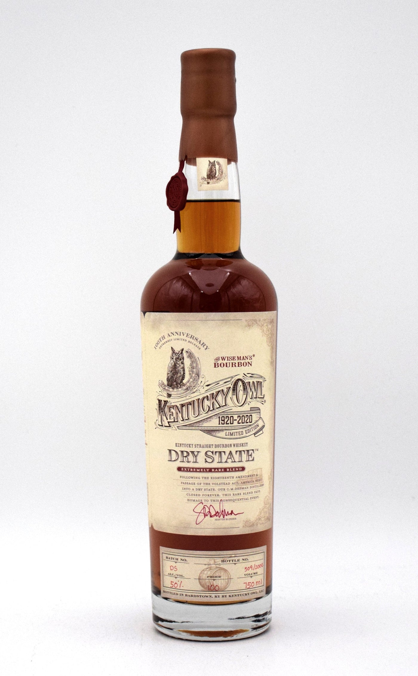 Kentucky Owl Dry State 100th Anniversary Straight Bourbon Whiskey product bottle