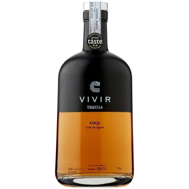 VIVIR Tequila Añejo – Award-winning Tequila Made With 100% Blue Weber Agave, Aged 18 Months In Bourbon Barrels, An Exotic Palate Of Smoky Oak, Burnt Bananas & Rich Chocolate, 70cl, 40% ABV product bottle