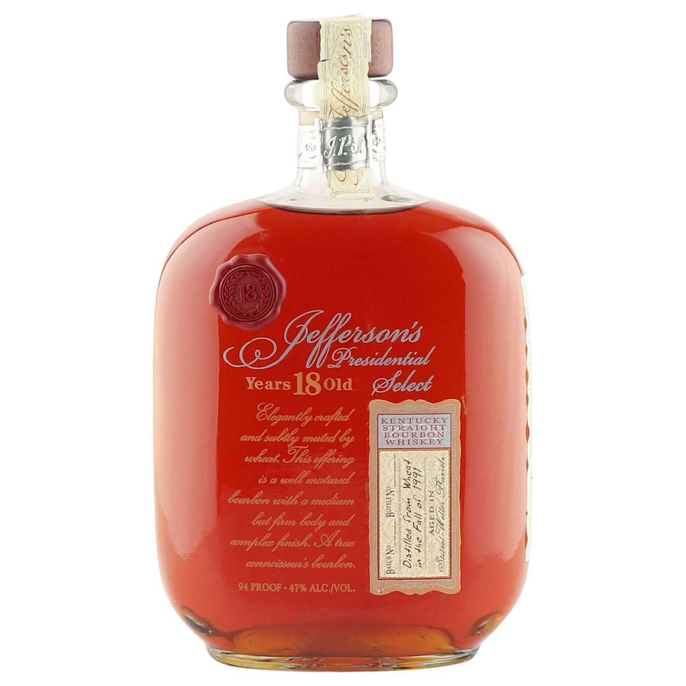 Jefferson's Presidential Select 18 Year Old Bourbon Whiskey product bottle