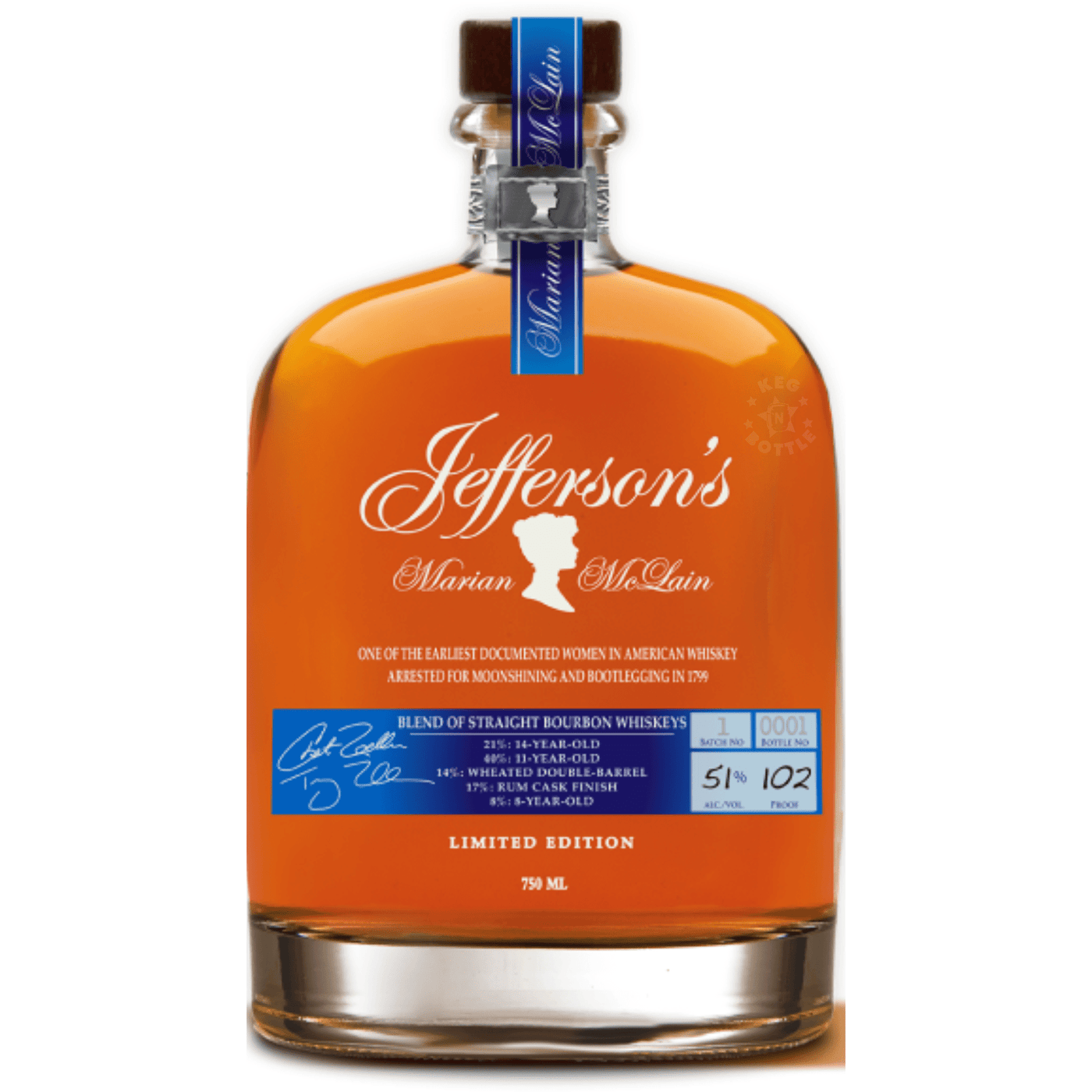 Jefferson's Marian McLain Blended Bourbon Whiskey product bottle