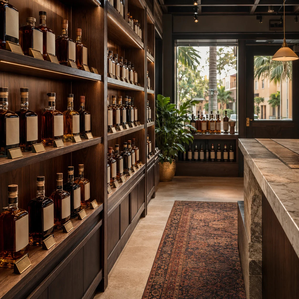 Editorial image of a premium independent bourbon shop